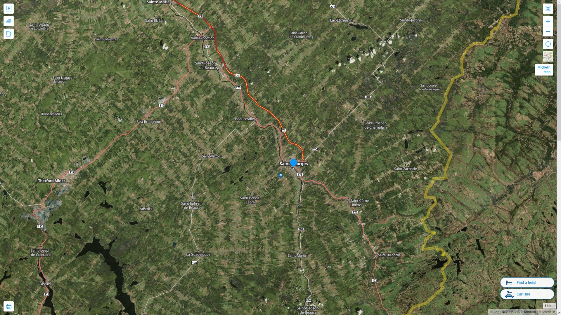 Saint Georges Canada Autoroute et carte routiere avec vue satellite